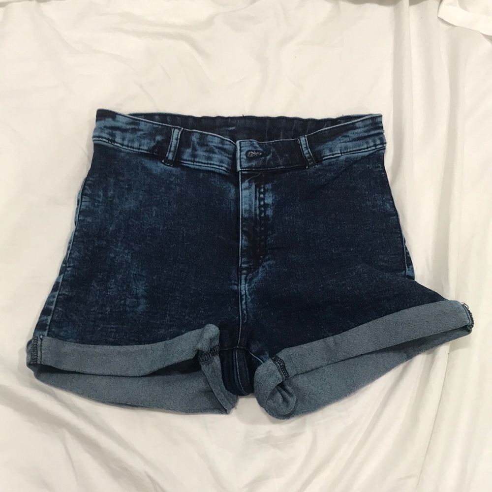 High Waisted Acid Wash Jean Shorts